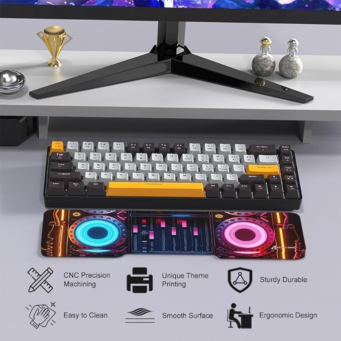 SELORSS Punk Acrylic Keyboard Wrist Rest - Compact 60% Keyboard- Mechanical Keyboards Ergonomic Palm Rest for Computer Keyboard,Anti-Slip Base,Wrist Pad for Laptop,Office & Home-Easy Typing