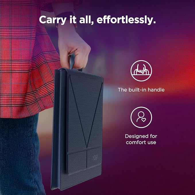 Lenovo Yoga Tote Sleeve Case for Laptops with 14-inch Display, Multi-Compartment Organizer with Convertible Stand, Lightweight Protective Polyester & Microfiber Sleeve, Cosmic Blue