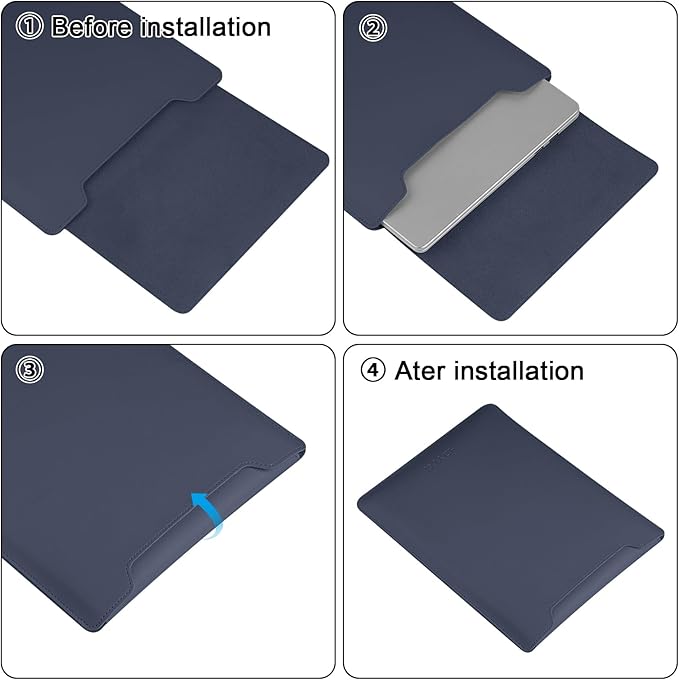 HoYiXi 13.3'' /13.6'' Laptop Sleeve Case PU Leather with Stand Compatible with MacBook Pro 14/MacBook Air 13(M1 M2)/ASUS Vivobook 14/Dell XPS 13/ASUS Matebook,13-14'' Laptop Bag,Blue