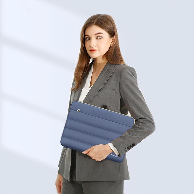 MOSISO Laptop Case 16 inch, 15-15.6 inch Puffy Laptop Sleeve Compatible with MacBook Pro 16 M5 M4 M3 M2 M1, HP Dell ASUS Acer Toshiba Lenovo, Polyester Horizontal Bag with Small Case, Lavender Gray
