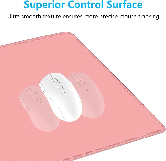 Dapesuom Large Mouse Pad, Extended Gaming Mouse Mat with Stitched Edges, Full Size Desk Mats with Non-Slip Base, Computer Big Desktop Keyboard Pad for Gamer, Laptop, Office, 23.6 x 11.8 in, Rose Pink