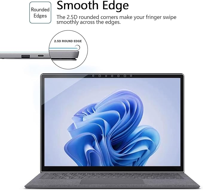 Megoo Tempered Glass Screen Protector for Microsoft Surface Laptop 6/5/4/3(15 inch), Easy Installation, Scratch Resistant, Ultra Clear Protective Film, 2-Pack