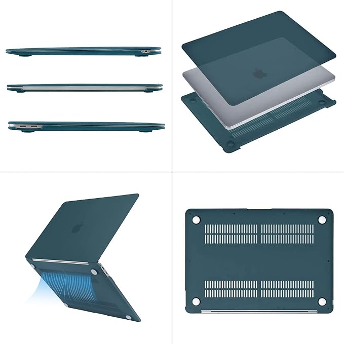 MOSISO Compatible with MacBook Air 13 inch Case M1 Chip 2021-2018 Release A2337 A2179 A1932, Plastic Hard Shell&Keyboard Cover&Screen Film&Storage Bag for MacBook Air 13.3 inch Case, Deep Teal