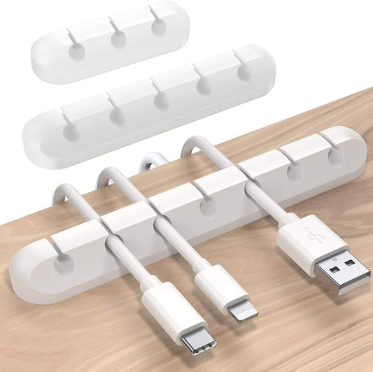 SOULWIT Cable Holder Clips, 3-Pack Cable Management Cord Organizer Clips Silicone Self Adhesive for Desktop USB Charging Cable Nightstand Power Cord Mouse Cable Wire PC Office Home by SOULWIT