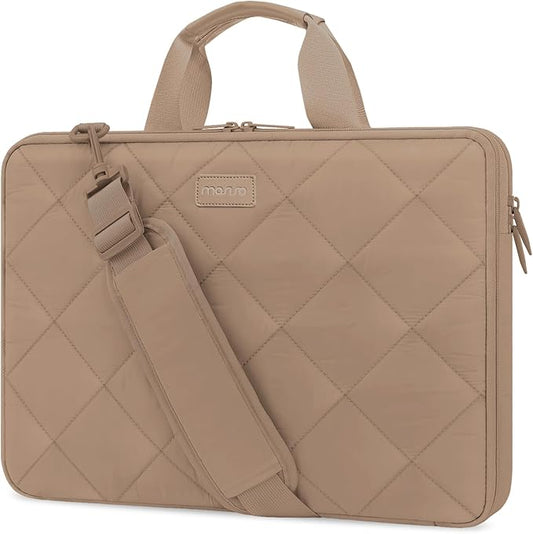 MOSISO 360 Protective Laptop Shoulder Bag, 13-13.3 inch Double Layer Fluffy Padded Laptop Bag with Anti-theft Zipper Compatible with MacBook, HP, Dell, Lenovo, Asus Notebook, Taupe Brown