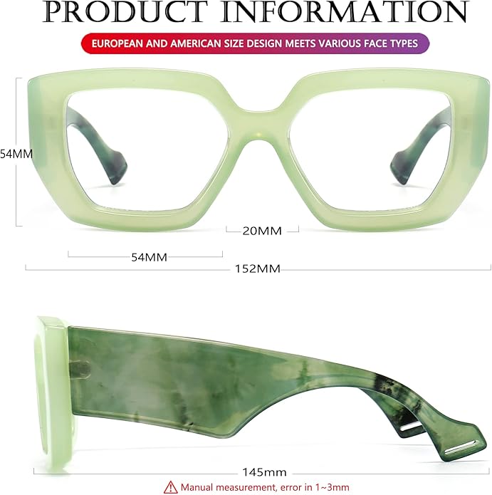 AIEYEZO Thick Frame Blue Light Glasses Men Women, Fashion Square Computer Eyeglass Anti Eyestrain & Prevent Headache