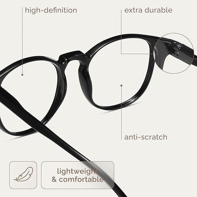 IBOANN Chic & Comfy Blue Light Glasses for Women - 3-Pack Round Frames, Screen-Ready Style with UV Protection Coating