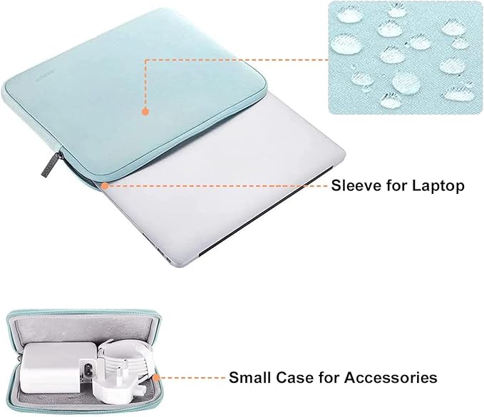 MOSISO Laptop Case 13 inch, 13 inch Laptop Sleeve Bag Compatible with MacBook Air M5 M4 M3 M2 M1 2026-2018 / Neo/Pro M2 M1 2026-2016, Neoprene Computer Sleeve Bag with Small Case, Mint Green