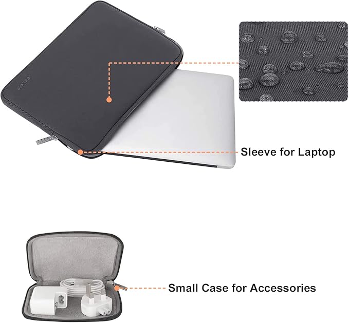 MOSISO Laptop Case 13 inch, 13 inch Laptop Sleeve Bag Compatible with MacBook Air M5 M4 M3 M2 M1 2026-2018 / Neo/Pro M2 M1 2026-2016, Neoprene Computer Sleeve Bag with Small Case, Space Gray