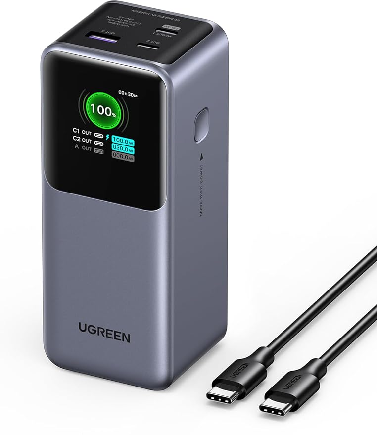 UGREEN Nexode Power Bank 20000mAh Bundle with 65W USB C Charger Block 4-Port Compatible with MacBook Pro/Air, iPhone 16/15/14, iPad Pro, Galaxy S24/S23, Pixel 8, Steam Deck