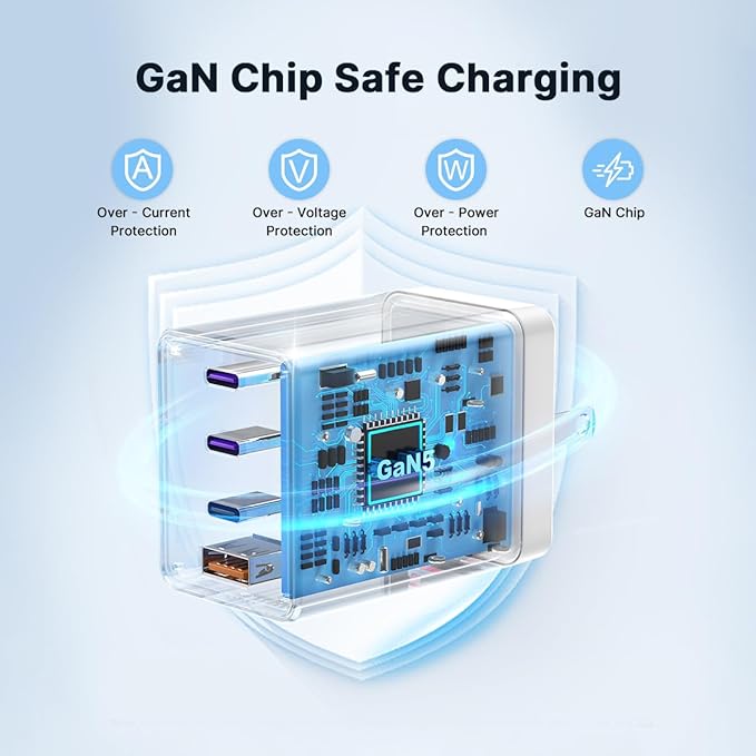 2 Pack 200W USB C Charger Block, Foldable 4-Port GaN5 Fast Type C Charging Block, Dual 65W Laptop Super Fast Charger USB C, Adapter for MacBook Pro/Air, iPad Pro, iPhone 17/16/15Pro, S25/S24 and More