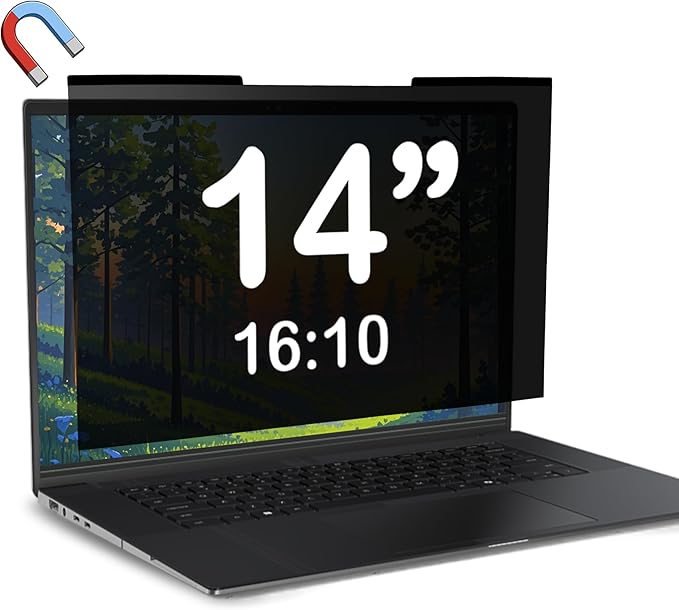 Magnetic Laptop Privacy Screen 14 inch for 16:10 Computer Monitor, Removable Anti-Glare Screen Privacy Shield, Screen Filter and Protector for Laptop, Fits (WUXGA 1920 × 1200)