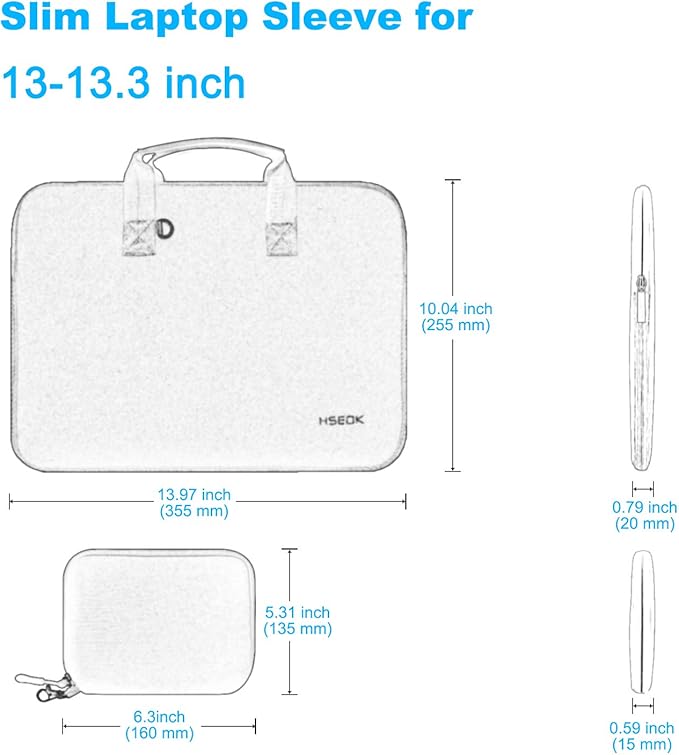 Hseok Laptop Sleeve 13.3-14 inch Case with Small Pouch, Neoprene Computer Bag Compatible with MacBook Neo/Pro 14 M5/M4/M3/M2/M1, Mac Air/Pro 13.3, XPS 14 and Most 13-14 inch Notebooks,L02G03