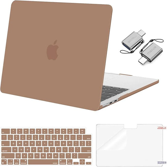 MOSISO Compatible with MacBook Air 13 inch Case M5 2026 M4 2025 M3 M2 2024-2022 A3449 A3240 A3113 A2681, Hard Shell&Keyboard Cover&Screen Film&Type C for MacBook Air 13.6 inch Case, Mocha