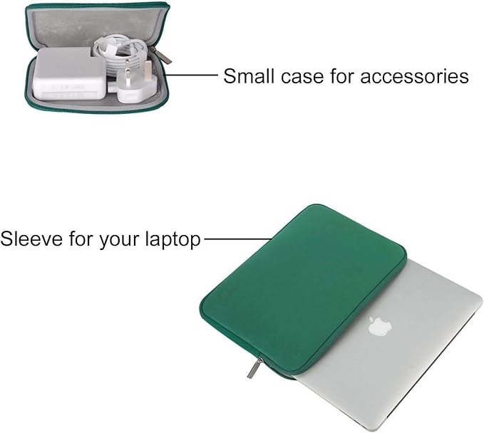 MOSISO Laptop Case 16 inch, 15-15.6 inch Laptop Sleeve Bag Compatible with MacBook Pro 16 M5 M4 M3 M2 M1, HP Acer Dell Lenovo ASUS Notebook, Neoprene Computer Sleeve Bag with Small Case, Peacock Green