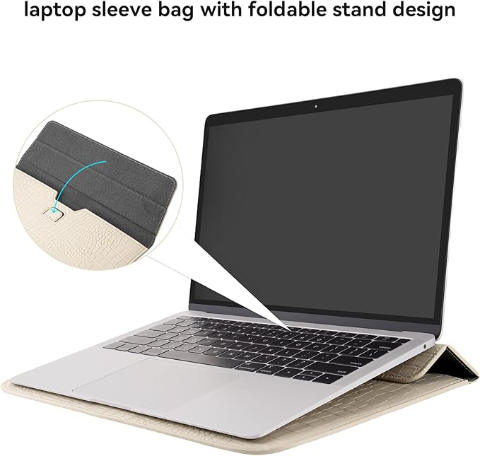 MOSISO Laptop Case 13 inch, 13 inch Laptop Sleeve Compatible with MacBook Neo 13 A18 Pro A3404 Air M4 M3 M2 M1 2026-2018 / Pro M2 M1 2026-2016, Crocodile Grain PU Leather Flap Case Bag, Beige