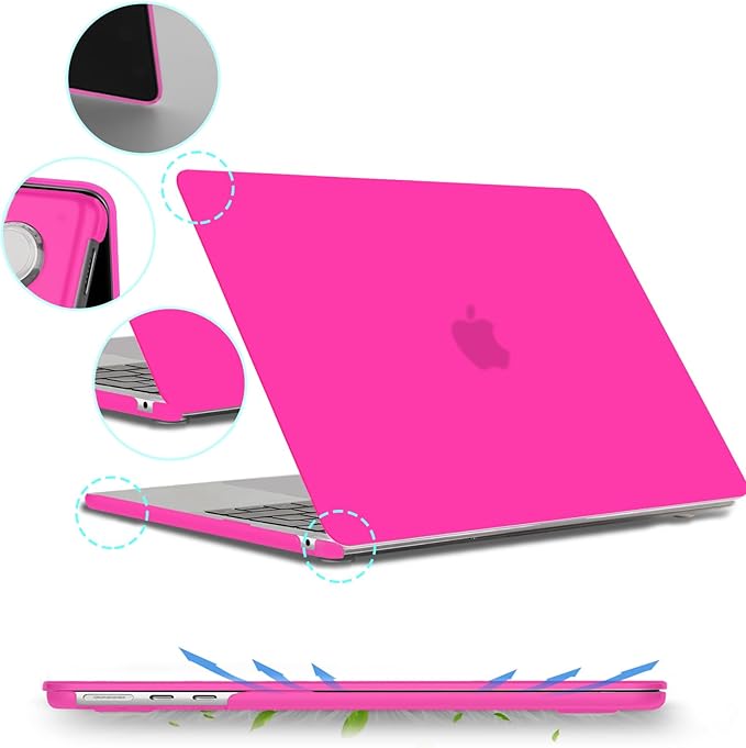 B BELK Compatible with MacBook Air 13.6 inch Case M5 2026 2025 2024 2023 2022 M4 M3 M2 A3449 A3240 A3113 A2681 Liquid Retina Display, Plastic Hard Shell Case+Keyboard Cover+Screen Protector, Hot Pink