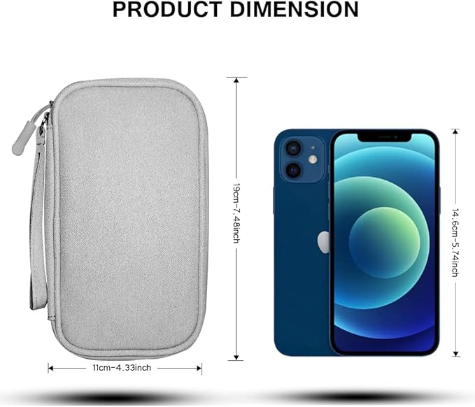 Electronics Organizer Bag Pouch Cable Charger Case Travel Shockproof Cord Carrying Case for Earphone Powerbank USB Hard Drive SD Card (Grey)