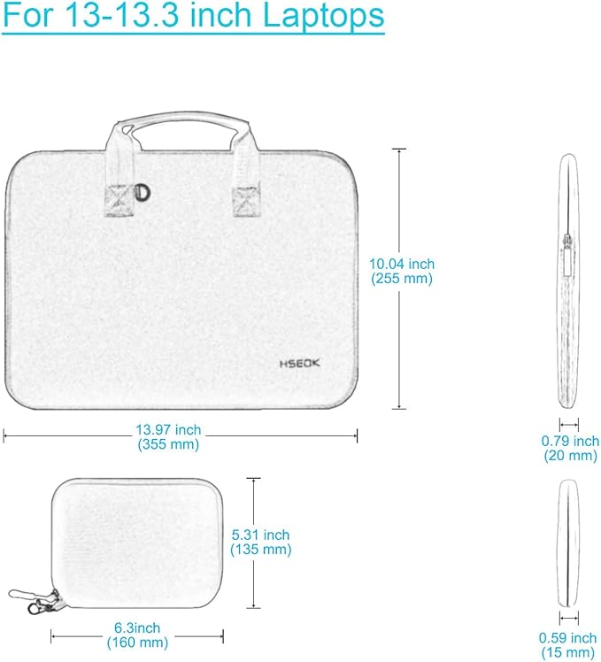 Hseok Laptop Sleeve 13.3-14 inch Case with Small Pouch, Neoprene Computer Bag Compatible with MacBook Neo/Pro 14 M5/M4/M3/M2/M1, Mac Air/Pro 13.3, XPS 14 and Most 13-14 inch Notebooks,L02P01