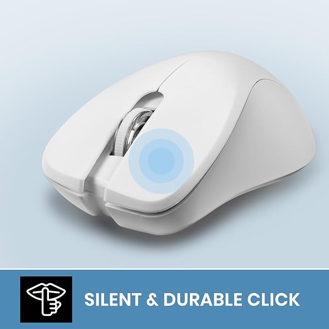 Perixx PERIMICE-621W Wireless Mouse - Silent Click with Ergo Design - Compatible for Desktop and Laptop PC - Wireless 2.4 GHz - White