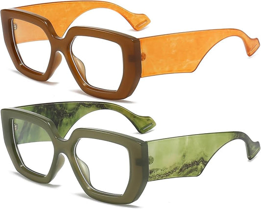 AIEYEZO Thick Frame Blue Light Glasses Men Women, Fashion Square Computer Eyeglass Anti Eyestrain & Prevent Headache