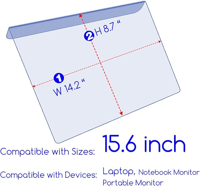 Anti Blue Light Blocking Screen Protector Panel for 14-15.6 inch Diagonal Laptop, Notebook,Monitor,Portable Displays -Anti-UV Eye Protection - Widescreen Laptop Frame Hanging Type(W 14.2" X H 8.6")