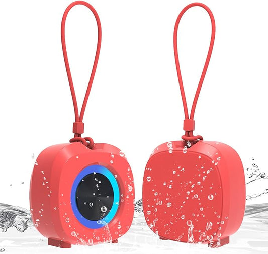 Speaker, Small Portable Bluetooth Wireless IPX5 Waterproof Shower Speaker,Loud Stereo Sound Deep Bass,Dual Pairing, RGB Lights,Long Playtime for Outdoor Party, Great Gift,1PC (Red)