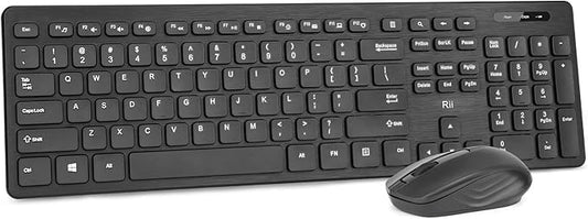Wireless Keyboard and Mouse Combo - Rii Standard Office PC Keyboard and Optical Wireless Mice (Black (10 Pack))