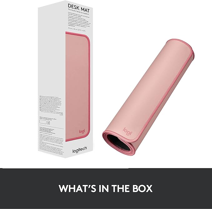 Logitech Desk Mat - Studio Series, Multifunctional Large Desk Pad, Extended Mouse Mat, Office Desk Protector with Anti-Slip Base, Spill-Resistant Durable Design, in Darker Rose