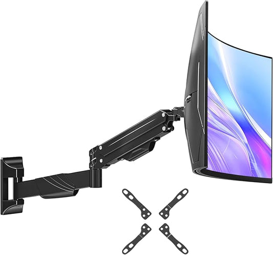 MOUNT PRO Monitor Wall Mount for 17-43" Ultrawide Screens, Single Wall Mount Monitor Arm Holds up to 33.1 lbs, Full Motion Adjustable Wall Bracket with VESA Extension Kit, VESA Mount Max 200x200mm