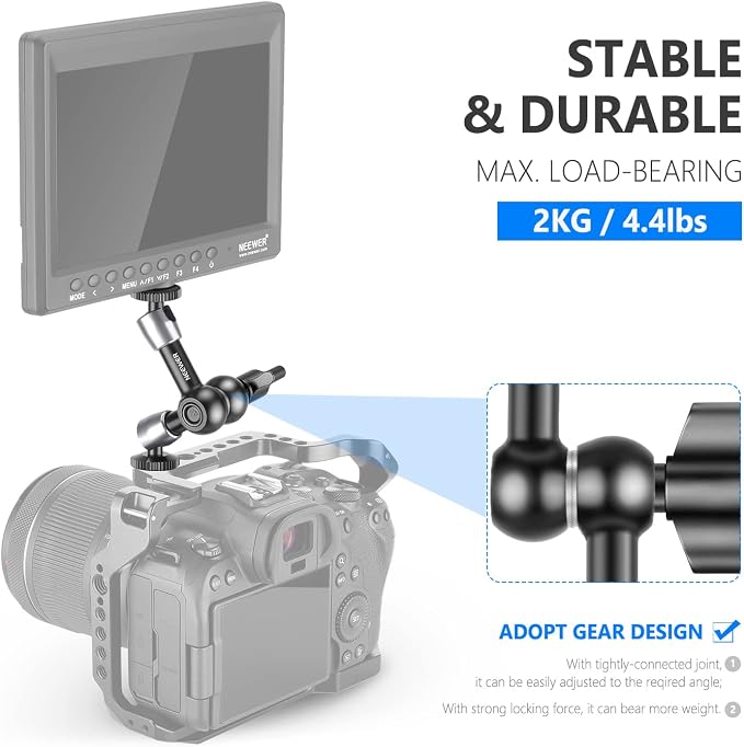 NEEWER 5.9"/15cm Adjustable Friction Magic Arm with 1/4" Screw on Both Ends, Compatible with SmallRig Cage, Flash/LED Light/Microphone/Monitor/SuperClip, Max Load 4.4lb/2kg, ST15 - Image 2