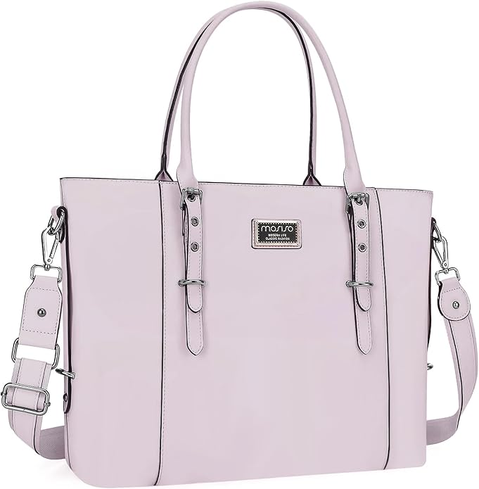 MOSISO Laptop Bag for Women, Waterproof Vintage PU Leather Briefcase Shoulder Computer Laptop Tote Bag for Office Work