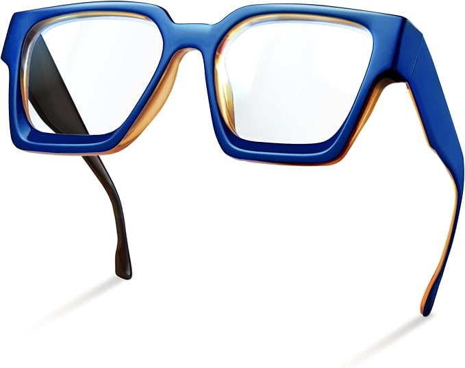 livho Oversized Eyewear Frame for Woman and Men - Rectangle Fashion Glasses for Computer, Chic Preppy Frame