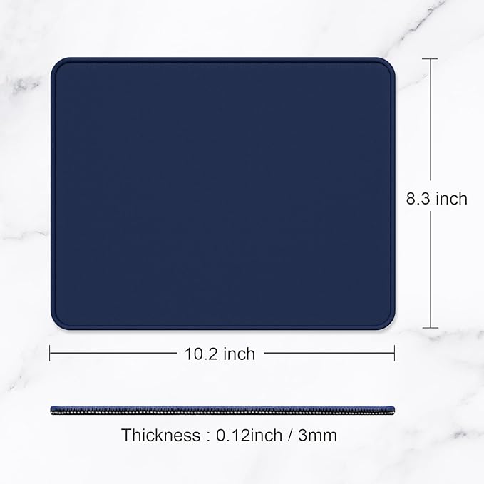Hsurbtra Mouse Pad, Premium-Textured Square Mousepad 10.2 x 8.3 Inch, Stitched Edge Anti-Slip Waterproof Rubber Pretty Cute Computer Mat for Office Gaming Laptop Women Kids Navy Blue