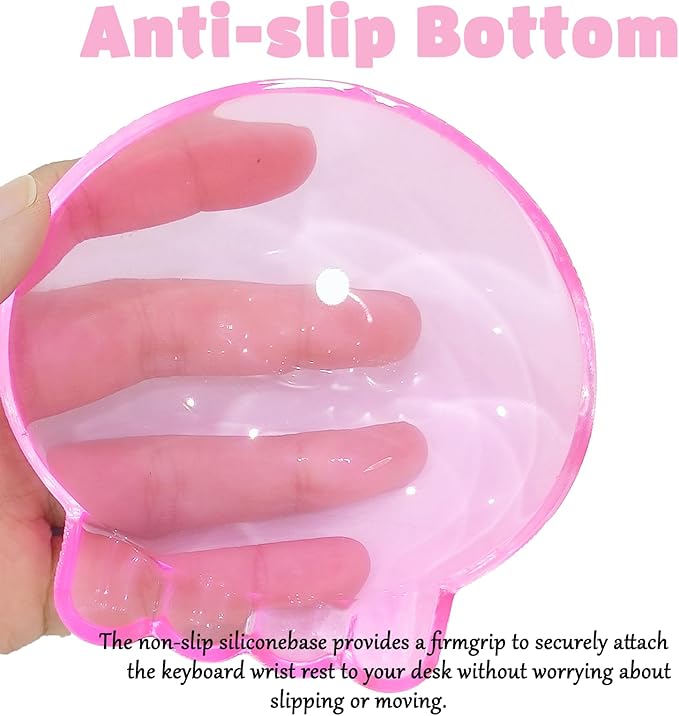 Gel Wrist Rest for Keyboard and Mouse Transparent Pink Jellyfish Elbow Pad Cushion Ergonomic Cute Clear Cool Mouse Wrist Pad Silicone Non-Slip Support for Computer Gaming Home Office Hand Pillow
