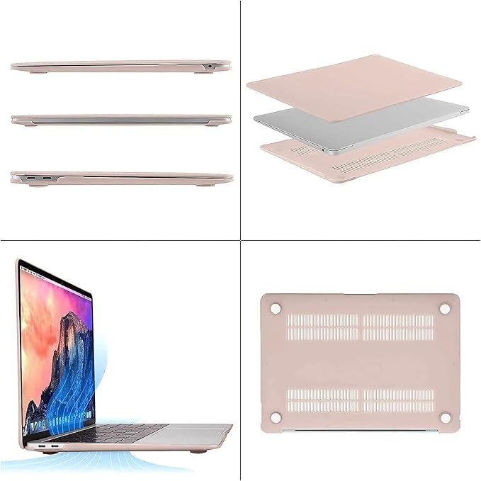MOSISO Compatible with MacBook Air 13 inch Case M1 Chip 2021-2018 Release A2337 A2179 A1932, Plastic Hard Shell&Keyboard Cover&Screen Film&Storage Bag for MacBook Air 13.3 inch Case, Camel