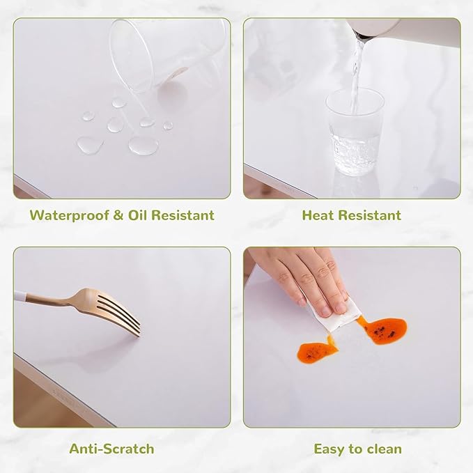 Clear Desk Mat, Clear Writing Desk Pad, Desk Protector Mat with Round Edge, Heat Resistant & Waterproof Writing Desk Table Protector for Home and Office (23.6" x 13.8")