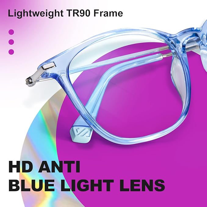 VISOONE Anti Slip TR90 Blue Light Blocking Glasses Size M Eyewear Frame with Anti Glare Eye Protection for Women GaeL