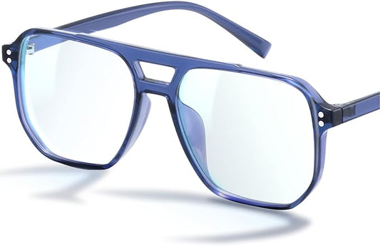 livho Retro Aviator Blue Light Blocking Glasses for Women Men with Soft Case, Trendy Rectangle Computer Eyeglasses
