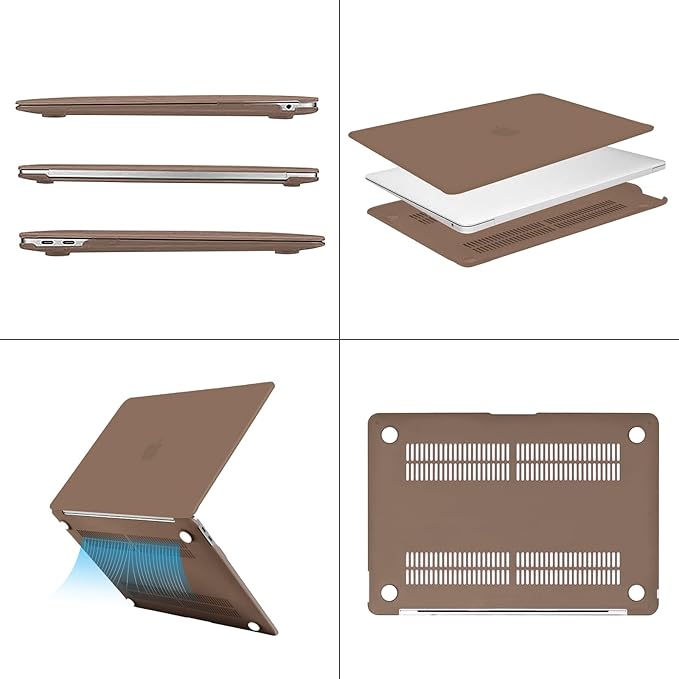 MOSISO Compatible with MacBook Air 13 inch Case M1 Chip 2021-2018 Release A2337 A2179 A1932, Plastic Hard Shell&Keyboard Cover&Screen Film&Storage Bag for MacBook Air 13.3 inch Case, Caramel Brown