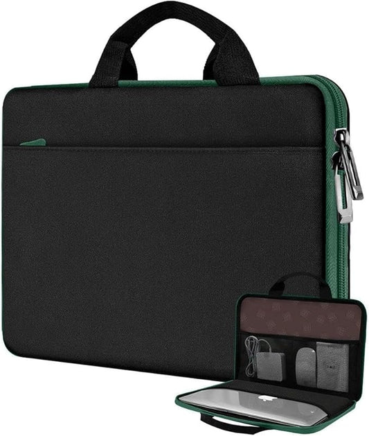 Hseok Laptop Case 13.3-14 inch Sleeve, TSA Computer Handbag Water-Resistant and Shockproof Bag Compatible with MacBook Pro/Neo 14", Mac Air/Pro 13.3" and 13"-14" Notebooks Chromebooks,Black-Green