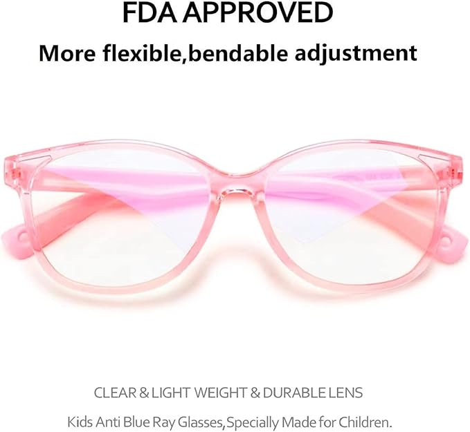 Blue Light Glasses for Kids Girls Boys with Cute Car Case, UV400 Protection, Anti Blue Ray Age3-12