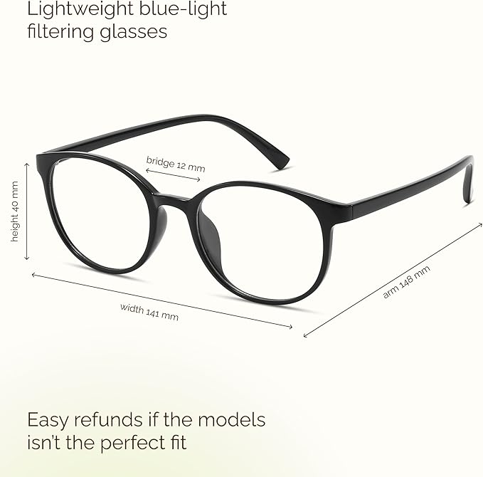 miyya Blue Light Blocking Glasses Women, Fashion Round Transparent Anti Blue Light Glasses with Anti Eyestrain & UV Glare