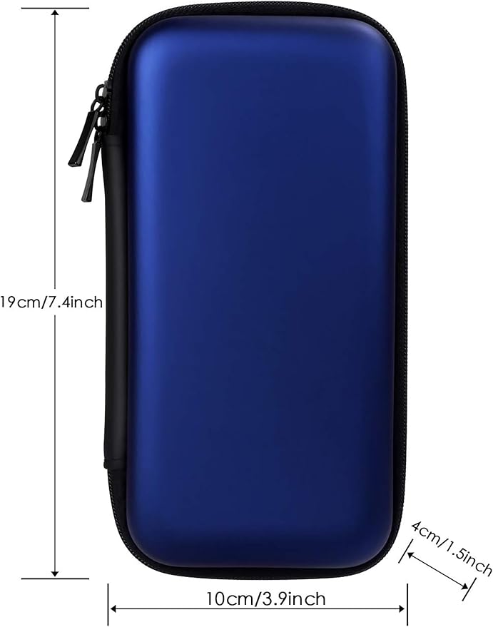 iMangoo Travel Essential Electronics Organizer Charger Case, Shockproof Dual Zipper Power Bank Cables Tech Accessories Pouch Purse, Men & Women Travel Must Have Storage Bag, 6.5x3.2x1 inch Blue