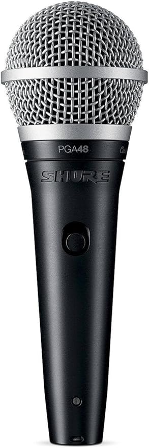 Shure PGA48 Dynamic Microphone - Handheld Mic for Vocals with Cardioid Pick-up Pattern, Discrete On/Off Switch, 3-pin XLR Connector, 15' XLR-to-XLR Cable, Stand Adapter and Zipper Pouch (PGA48-XLR)