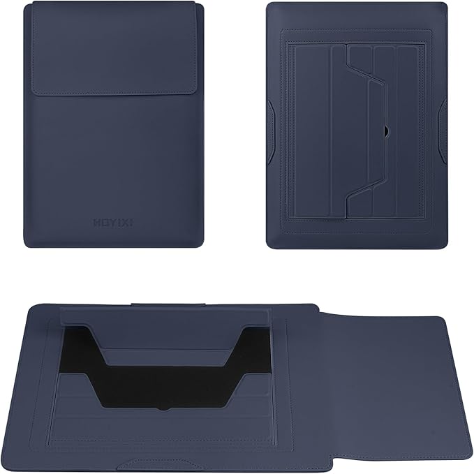 HoYiXi 13.3'' /13.6'' Laptop Sleeve Case PU Leather with Stand Compatible with MacBook Pro 14/MacBook Air 13(M1 M2)/ASUS Vivobook 14/Dell XPS 13/ASUS Matebook,13-14'' Laptop Bag,Blue