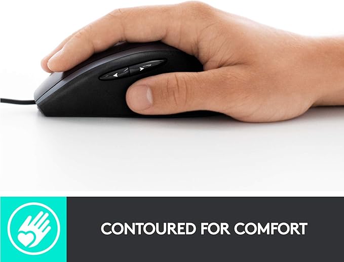Logitech M500s Advanced Corded Mouse with Advanced Hyper-Fast Scrolling & Tilt, Customizable Buttons, High Precision Tracking with DPI Switch, USB Plug & Play
