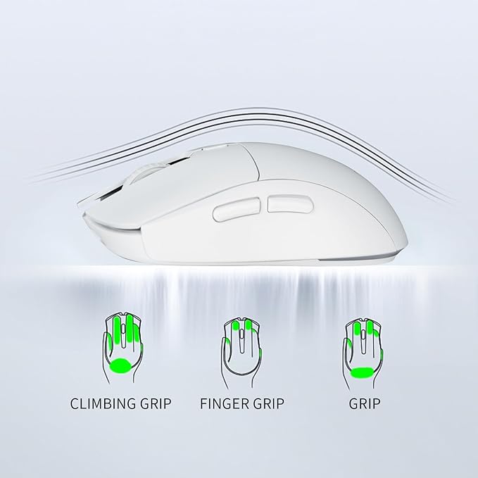 Gaming Mouse, Rechargeable Computer Mouse with with 2 Side Buttons, Type-C Adapter for Laptop, PC, Notebook - White