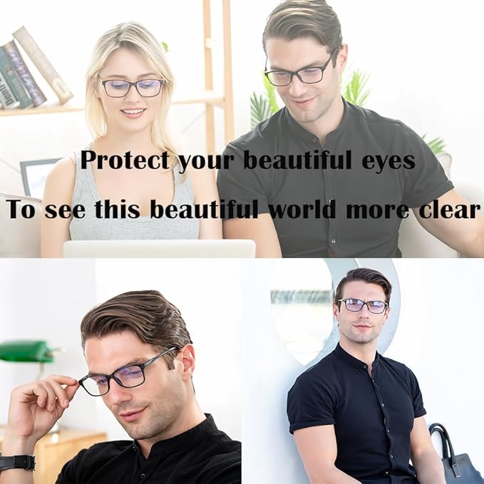 K KENZHOU Blue Light Glasses for Woman Men Bluelight Blocking Glasses for Computer Gaming Phones,Anti Eye Strain & UV Glare, Matte Black 2Pack