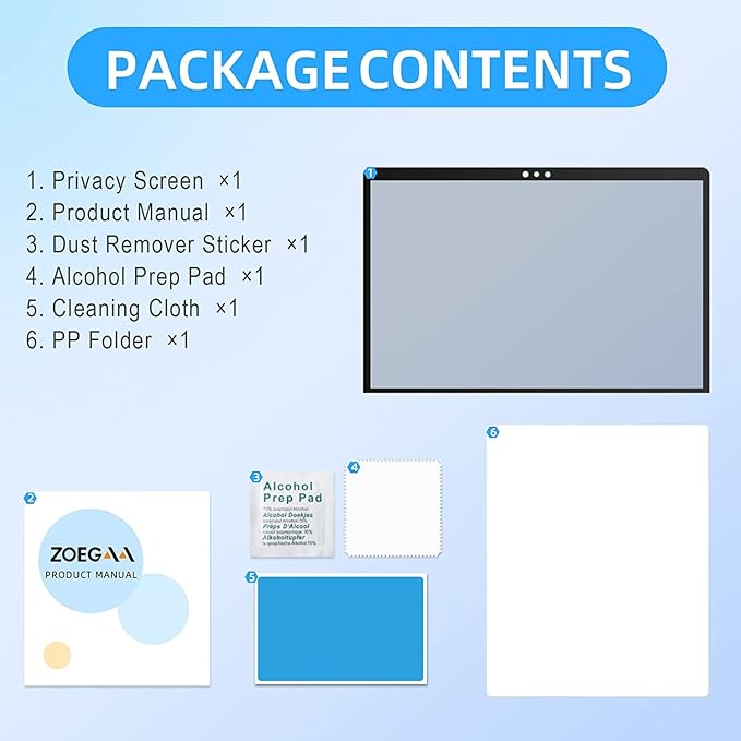ZOEGAA MacBook Pro 16 Privacy Screen, Removable Anti Blue Light Laptop Privacy Filter and Anti-Glare Protector